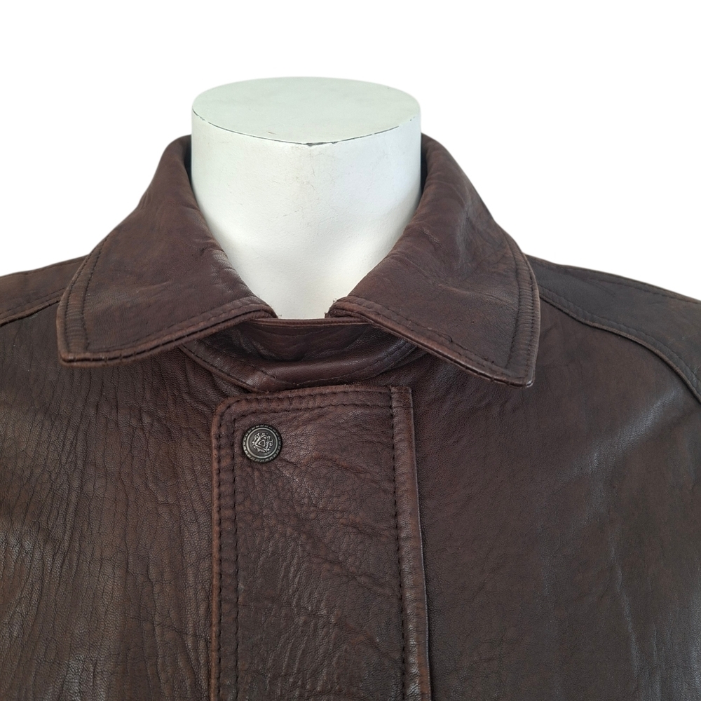 Vintage Aquascutum Of London Men's Brown Leather Jacket Coat Made In Canada - Picture 9 of 16